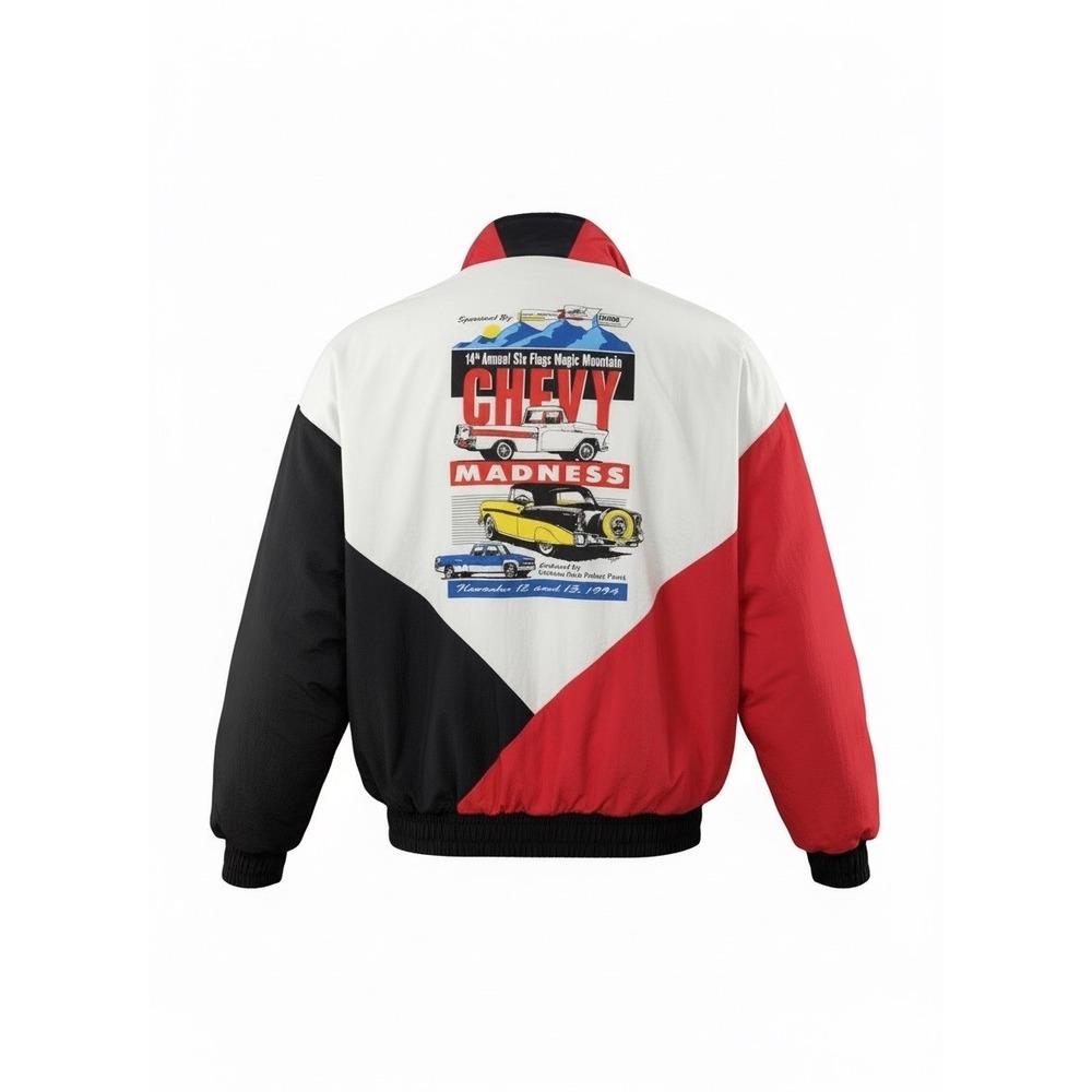 Vintage 90s Swingster Chevy Six Flags Jacket XL USA Six Flags Rare Puffer Mens